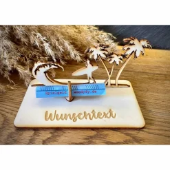 New Geldscheinhalter Urlaub, Insel, Surfen, Geldgeschenk, Geburtstag, Geschenk, Wunschtext, Personalisierbar Geschenke