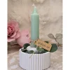 Geschenke|Herzenssache(n) Geriffelte Raysin Schale mit Kerze, Eukalyptus & Anhänger – Handgemachtes Geschenk "einfach so"