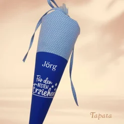 Outlet Geschenk für Erzieher / Erzieherinnen - Kleine Schultüte personalisierbar Blau Kinder Danksagungskarten