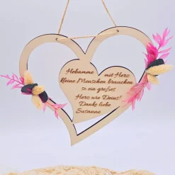 Geschenke|Zauberhaft & Wunderbar Geschenk Hebamme | Hebamme mit Herz | Dankeschön Hebamme mit Trockenblumenstrauß | personalisiertes Geschenk