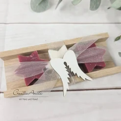 Weihnachtsgeschenke|CreativAnita Geschenk Schafmilchseifen in Holzverpackung mit Seifensterne -bordeaux-weiß-