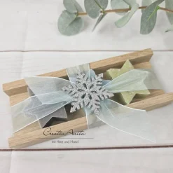 Discount Geschenk Schafmilchseifen in Holzverpackung mit Seifensterne -grau-blau-grün- Weihnachtsgeschenke