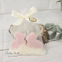 Clearance Geschenk zu Ostern mit Schafmilchseifen Osterhasen & Seifennadeln ROSA- Ostergeschenk, Mitbringsel Ostergeschenke