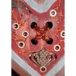 Hot Geschenk zum Valentinstag ICH LIEBE DICH abstrakt gestaltetes Herz aus Holz mit Acrylfarbe im Shabby-Stil bemalt Kunst