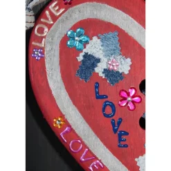 Kunst|Susanne Hiebl...die etwas andere Art! Geschenk zum Valentinstag LOVE abstrakt gestaltetes Herz aus Holz mit Acrylfarbe im Shabby-Stil bemalt