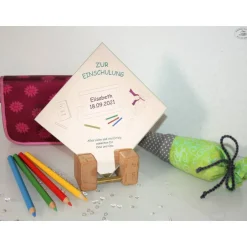 Discount Geschenk zur Einschulung, personalisiertes Einschulungsgeschenk, Schulkind, Schulstart, Spiegel mit Holz-Standfuß Kinder Einschulung