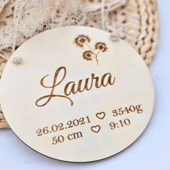 Sale Geschenk zur Geburt | Namensschild mit Geburtsdaten | Personalisiertes Holzschild mit Name |Geschenk zur Taufe | Deko Geschenke