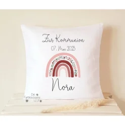 Geschenke|Die Farbkleckserei 123 Geschenk zur Kommunion, Kissen personalisiert Monogramm, Kommuniongeschenk, Geschenk zur Konfirmation