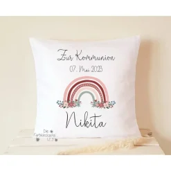 Geschenke|Die Farbkleckserei 123 Geschenk zur Kommunion, Kissen personalisiert Monogramm, Kommuniongeschenk, Geschenk zur Konfirmation