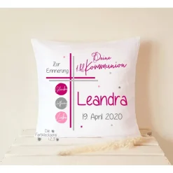 Geschenke|Die Farbkleckserei 123 Geschenk zur Kommunion, Kissen personalisiert Monogramm, Kommuniongeschenk, Geschenk zur Konfirmation