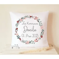 Geschenk zur Kommunion Mädchen Kissen 40x40cm personalisiert Geschenke