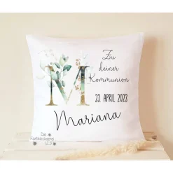 Geschenk zur Kommunion Mädchen Kissen 40x40cm personalisiert Geschenke