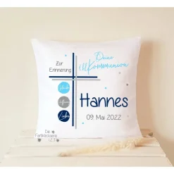 Geschenk zur Kommunion Mädchen Kissen 40x40cm personalisiert Geschenke