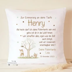 Clearance Geschenk zur Taufe Kissen personalisiert, Taufkissen mit Namen, Kissen mit Spruch, Taufbrief Geschenke
