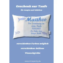 Best Geschenk zur Taufe oder Geburt Namenskissen personalisiertes Kissen für Jungen und Mädchen Kommuniongeschenk Geschenke