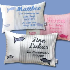 Best Geschenk zur Taufe oder Geburt Namenskissen personalisiertes Kissen für Jungen und Mädchen Kommuniongeschenk Geschenke