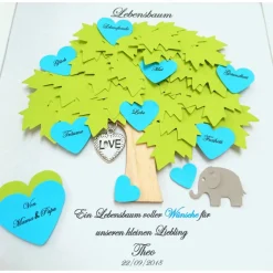 Geschenke|Lovely picture frame & more Geschenk zur Taufe, Taufgeschenk Junge, Elefanten, Lebensbaum, Taufbaum, Geschenk zur Geburt Junge