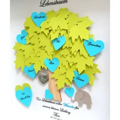 Geschenke|Lovely picture frame & more Geschenk zur Taufe, Taufgeschenk Junge, Elefanten, Lebensbaum, Taufbaum, Geschenk zur Geburt Junge