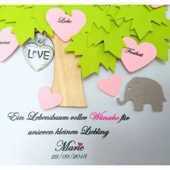 Online Geschenk zur Taufe,Lebensbaum,Taufgeschenk Mädchen , Taufbaum, Elefant, Wunschdaten,Geschenk zur Geburt Geschenke