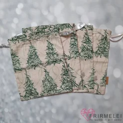 Outlet Geschenkbeutel - beige mit grün gestrichelten Tannen (Varianten) Säckchen & Beutel