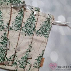 Outlet Geschenkbeutel - beige mit grün gestrichelten Tannen (Varianten) Säckchen & Beutel