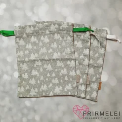 Säckchen & Beutel|Frirmelei Geschenkbeutel - dezentes grün mit kleinen Tannen (Varianten)