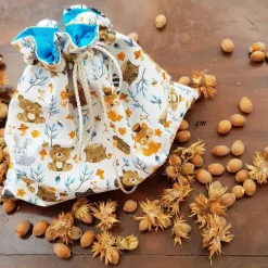 Säckchen & Beutel|bags unlimited Geschenkbeutel für Nüsse – Stoffbeutel mit Zugband & Herbstmotiven, nachhaltig & waschbar