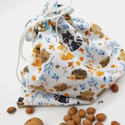 Säckchen & Beutel|bags unlimited Geschenkbeutel für Nüsse – Stoffbeutel mit Zugband & Herbstmotiven, nachhaltig & waschbar