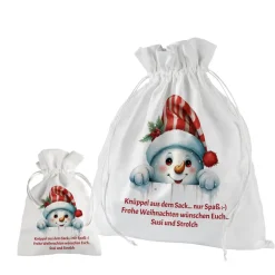 Clearance Geschenkbeutel mit Wunschtext Weihnachten Motiv Schneemann Säckchen & Beutel
