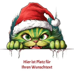 Clearance Geschenkbeutel mit Wunschtext Weihnachten Motiv grüne Katze Säckchen & Beutel
