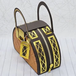 Sale Geschenkbox Handtasche Unikat – edle Verpackung aus Fotokarton, gold verziert Geschenkverpackungen