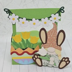 Online Geschenkbox Ostern | Handgefertigt | Gelbe Tulpen & Blumenmeer | Box für Geld & Gutscheine | Mit abnehmbarem Anhänger Geschenkverpackungen