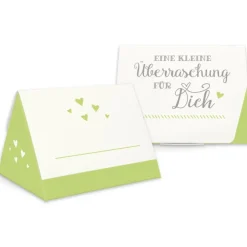 Clearance Geschenkbox zum Befüllen - Gastgeschenk - auch als Tischkarte nutzbar - hellgrün-weiß Tischdekoration