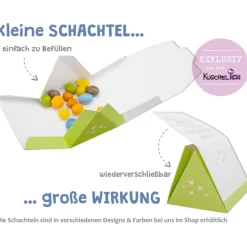 Tischdekoration|KuschelICH Geschenkbox zum Befüllen - Gastgeschenk - auch als Tischkarte nutzbar - grau-weiß