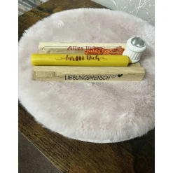 Outlet Geschenke Leiste mit Kerze, Stabkerzenhalter und einem Reagenzglas für ein Geldgeschenk Geldgeschenke