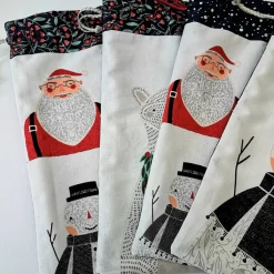 New Geschenkebeutel Nr. 1-4 aus Baumwolle Patchworkstoff – Weihnachtsmotive, gefüttert, 20x30cm, Handmade Säckchen & Beutel