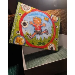 Geschenkverpackungen|Kreatives von Mini Molli Geschenkkarton " Kleiner Fußballer ganz groß ", Serviettenmotiv auf Karton