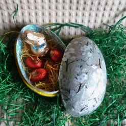 Online Geschenkschachtel Osterei zum Befüllen "Silberne Pflaumenblüten" Geschenkverpackungen