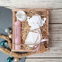 Outlet Geschenkset "Engelslicht" in einer Holzbox ~ Stabkerze Ständer ~ Deko Engel Weihnachten Weihnachtsgeschenke