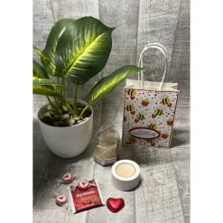 Sale Geschenkset „kleine Auszeit“ zum Valentinstag, Muttertag, Geburtstag etc., Wellness-Tüte, Teelichthalter, Baderose, Tee Geschenke