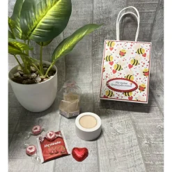 Sale Geschenkset „kleine Auszeit“ zum Valentinstag, Muttertag, Geburtstag etc., Wellness-Tüte, Teelichthalter, Baderose, Tee Geschenke