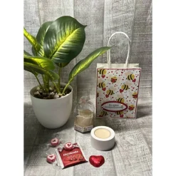 Sale Geschenkset „kleine Auszeit“ zum Valentinstag, Muttertag, Geburtstag etc., Wellness-Tüte, Teelichthalter, Baderose, Tee Geschenke