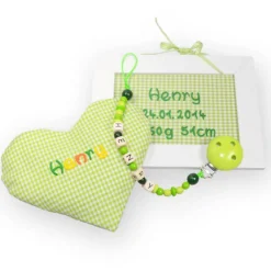 Discount Geschenkset mit Namen Kinderzimmer best. Türschild Schnullerkette Wärmekissen - Geschenk zur Geburt Taufe Geburtstag ros Geschenke