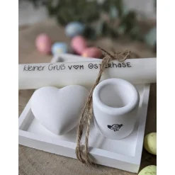 Ostergeschenke|kunterbunte Stoffkiste Geschenkset Ostern, Geschenkset, Schale mit Kerzenständer, Kerze und Herz, Ostern, Raysin, Ostergeschenk