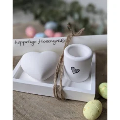 Ostergeschenke|kunterbunte Stoffkiste Geschenkset Ostern, Geschenkset, Schale mit Kerzenständer, Kerze und Herz, Ostern, Raysin, Ostergeschenk