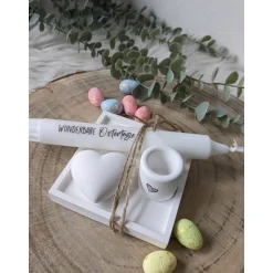 Ostergeschenke|kunterbunte Stoffkiste Geschenkset Ostern, Geschenkset, Schale mit Kerzenständer, Kerze und Herz, Ostern, Raysin, Ostergeschenk