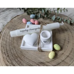 Ostergeschenke|kunterbunte Stoffkiste Geschenkset Ostern, Geschenkset, Schale mit Kerzenständer, Kerze und Herz, Ostern, Raysin, Ostergeschenk