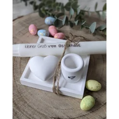 Ostergeschenke|kunterbunte Stoffkiste Geschenkset Ostern, Geschenkset, Schale mit Kerzenständer, Kerze und Herz, Ostern, Raysin, Ostergeschenk