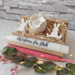 Ostergeschenke|Kreativkeller Geschenkset Ostern mit Kerze und Raysin-Deko – Handgemachte Osterfreude verschenken