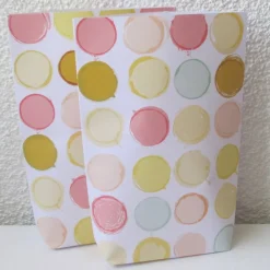 Online Geschenktüte Farbtropfen gelb, 4 Stück Bodenbeutel-Papiertüten aus Geschenkpapier Geschenkverpackungen